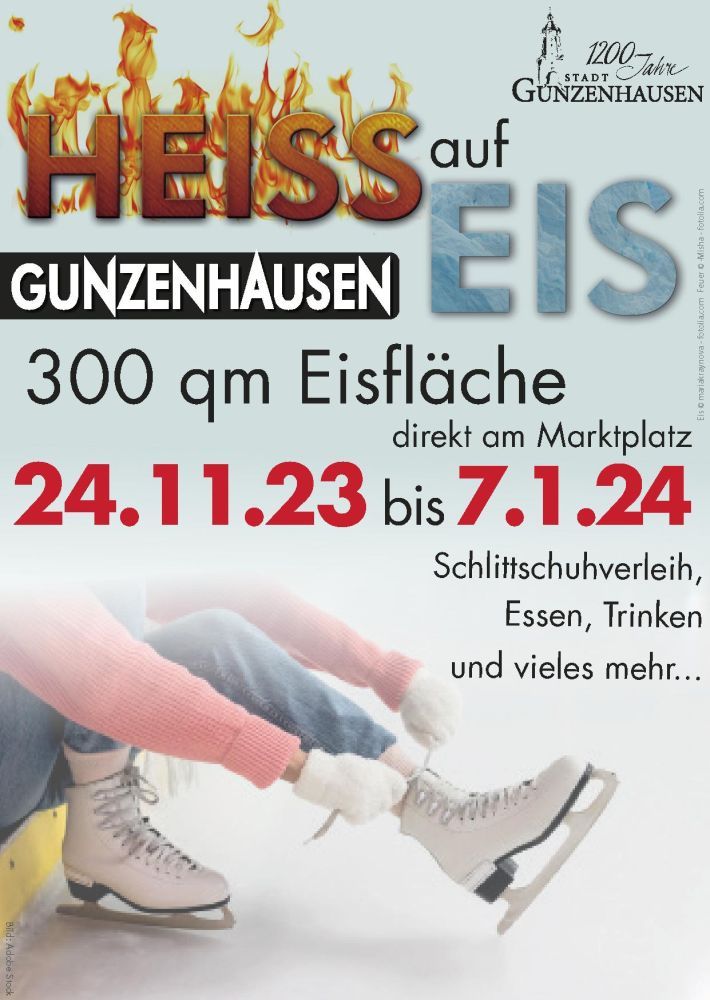 Plakat: HEISS auf EIS | Eisbahn Gunzenhausen | 22.11. bis 6.1